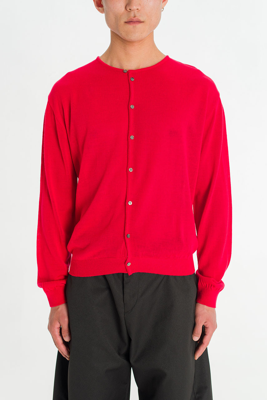Menswear | Henley Cardigan, Red