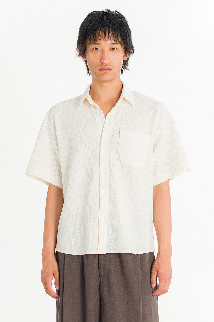 Menswear | Cropped Boucle Shirt, Ivory