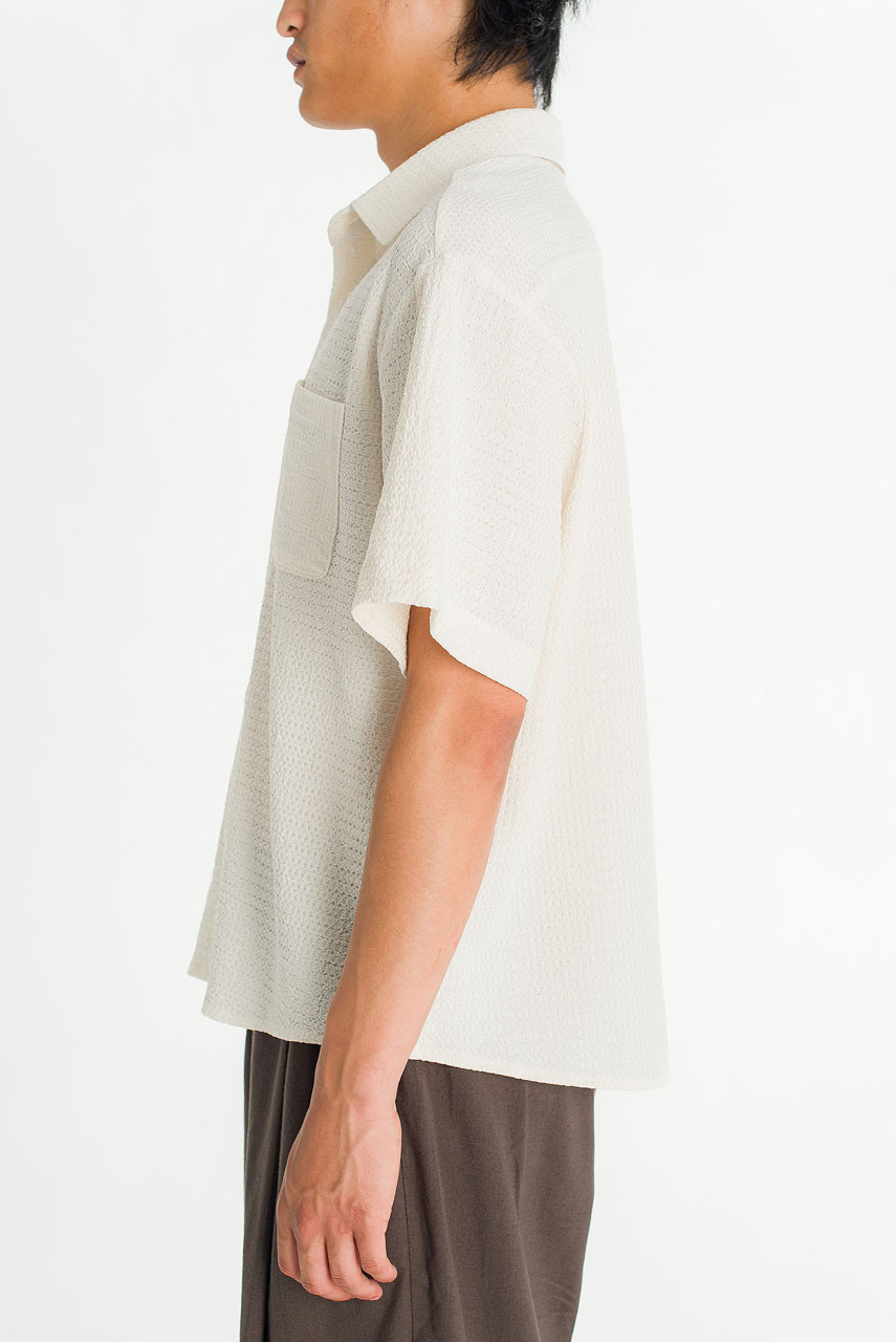 Menswear | Cropped Boucle Shirt, Ivory