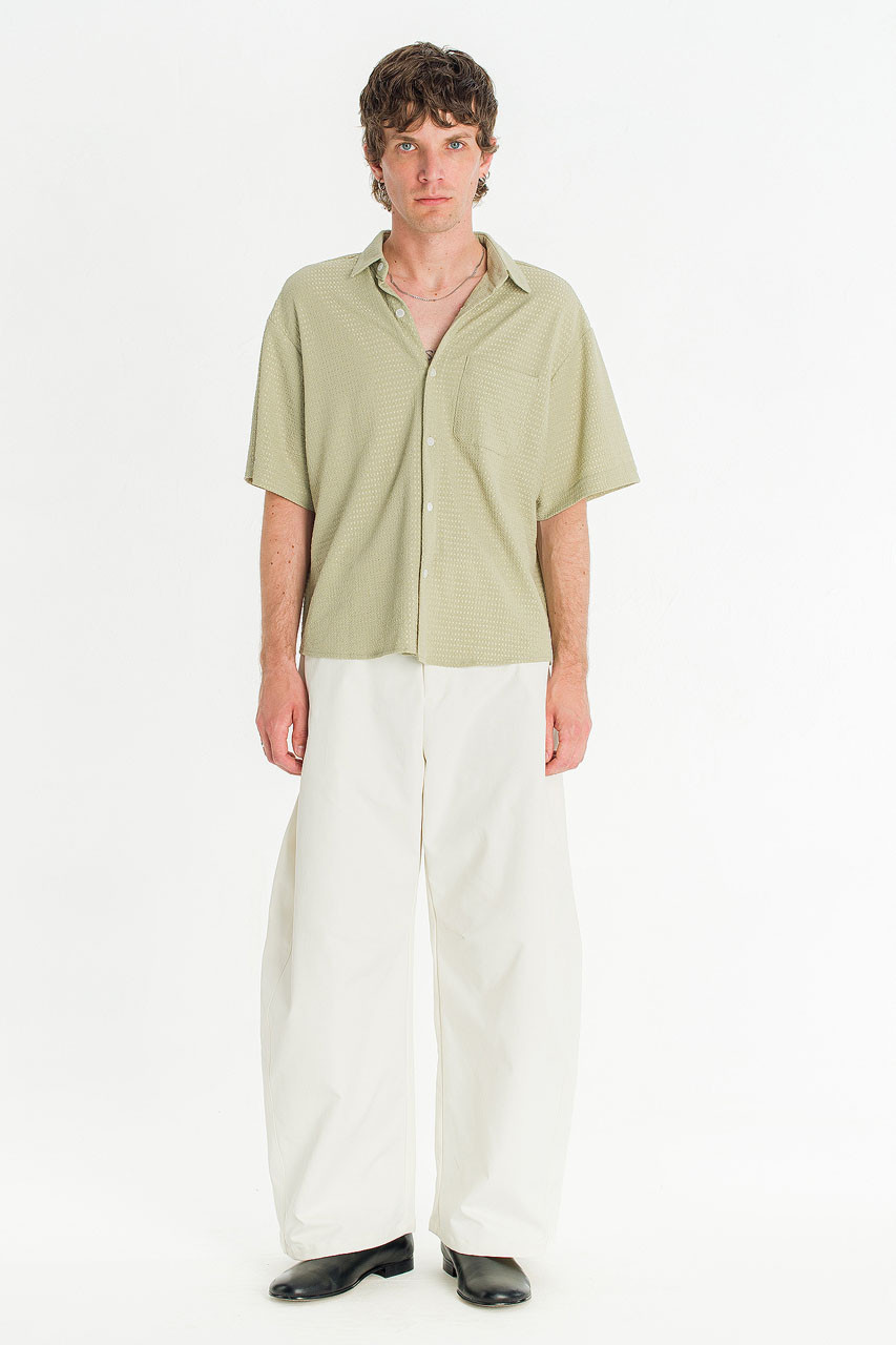 Menswear | Cropped Boucle Shirt, Olive