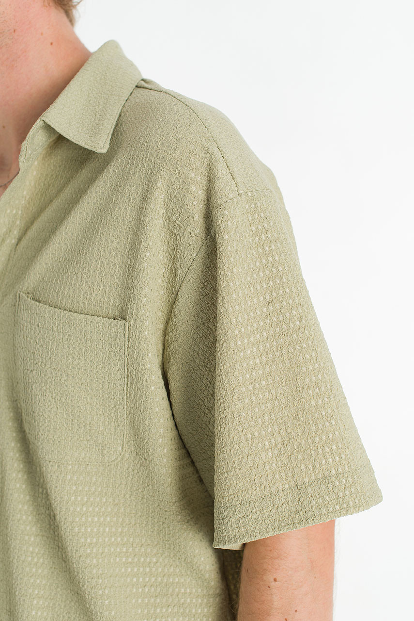 Menswear | Cropped Boucle Shirt, Olive