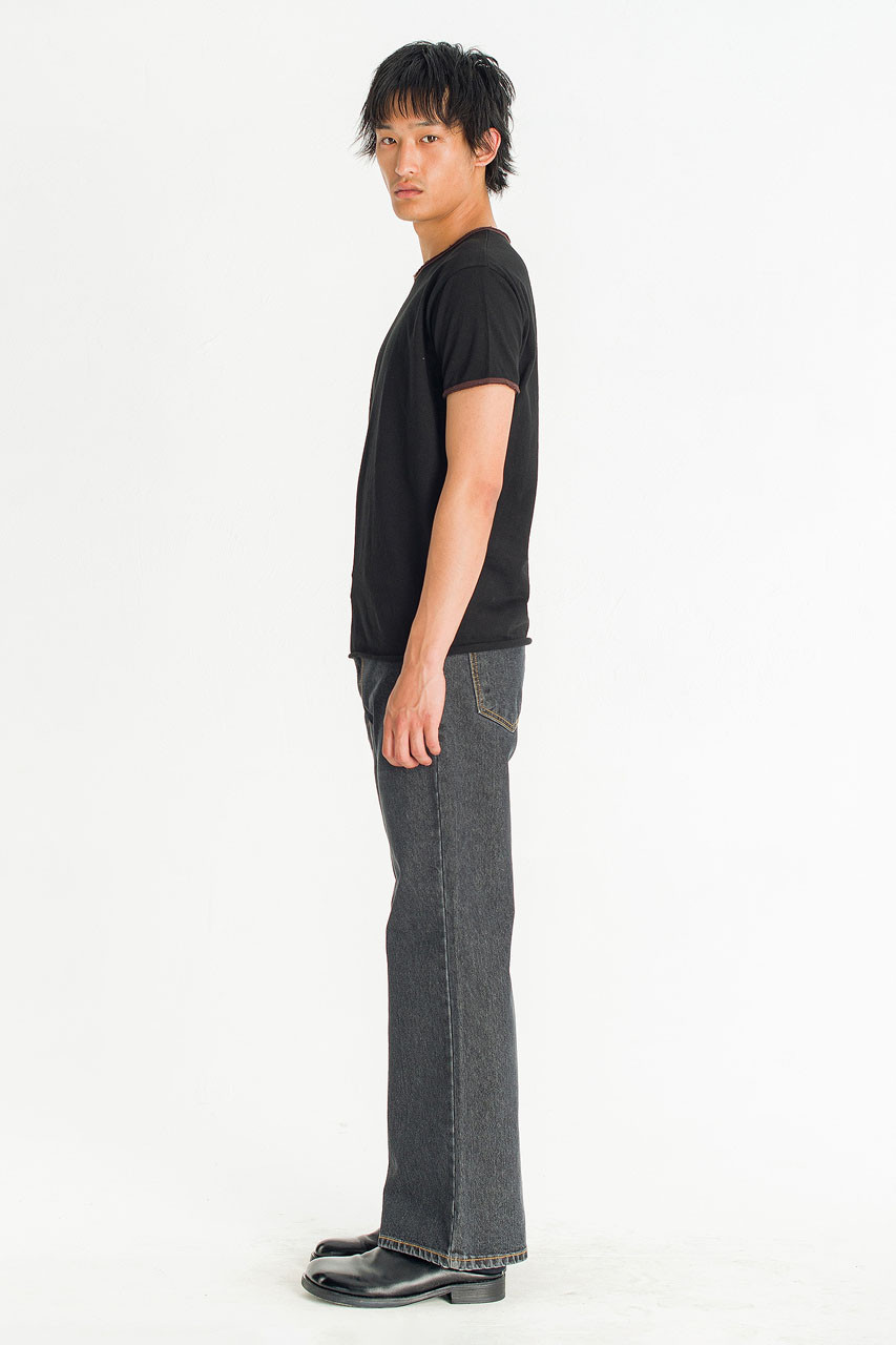 Menswear | Raw-Cut Ringer T-Shirt, Black/ Brown