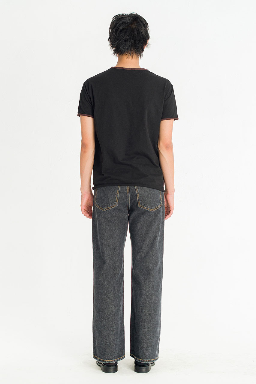 Menswear | Raw-Cut Ringer T-Shirt, Black/ Brown