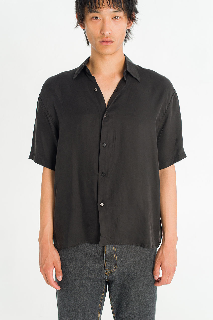 Menswear | Cupro Short Sleeve Shirt, Black