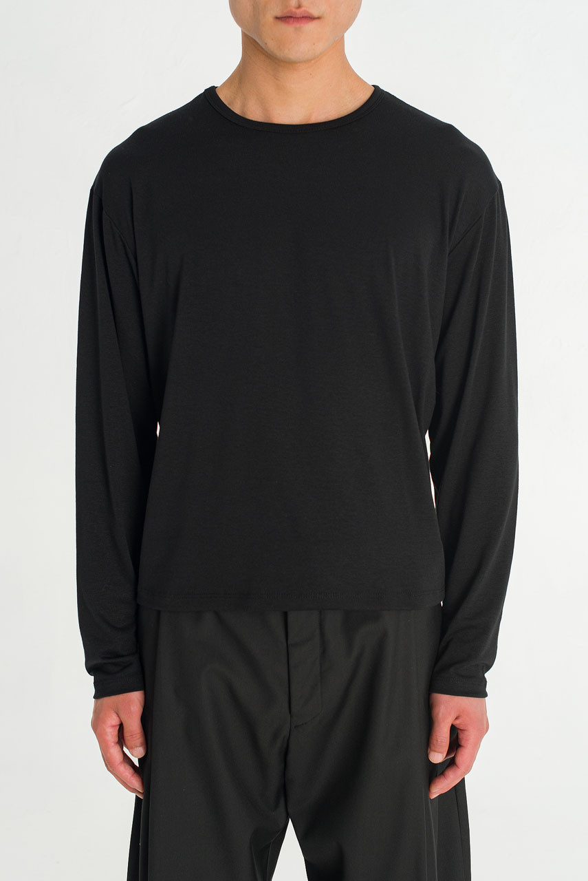 Menswear | Boat-Neck Long-Sleeve Tee, Black