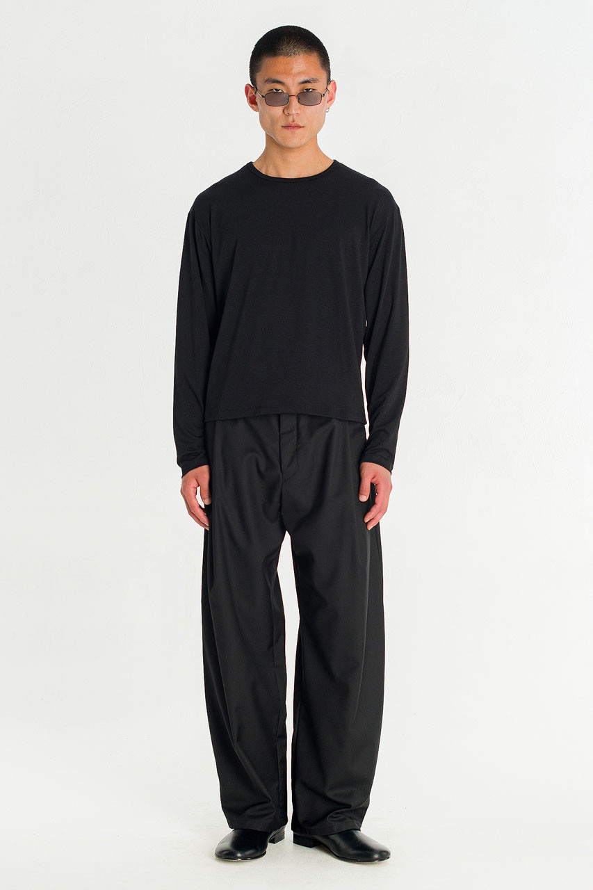 Menswear | Boat-Neck Long-Sleeve Tee, Black