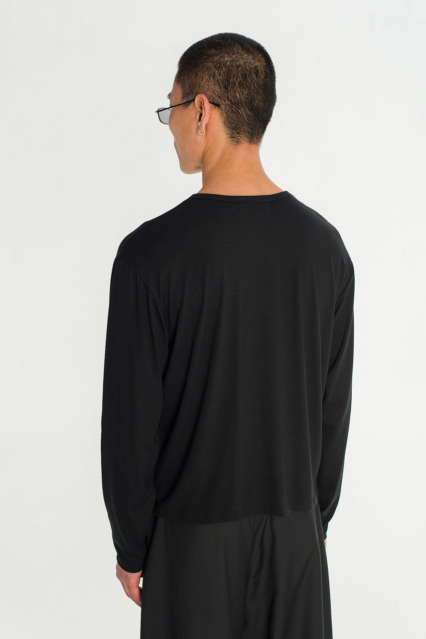 Menswear | Boat-Neck Long-Sleeve Tee, Black