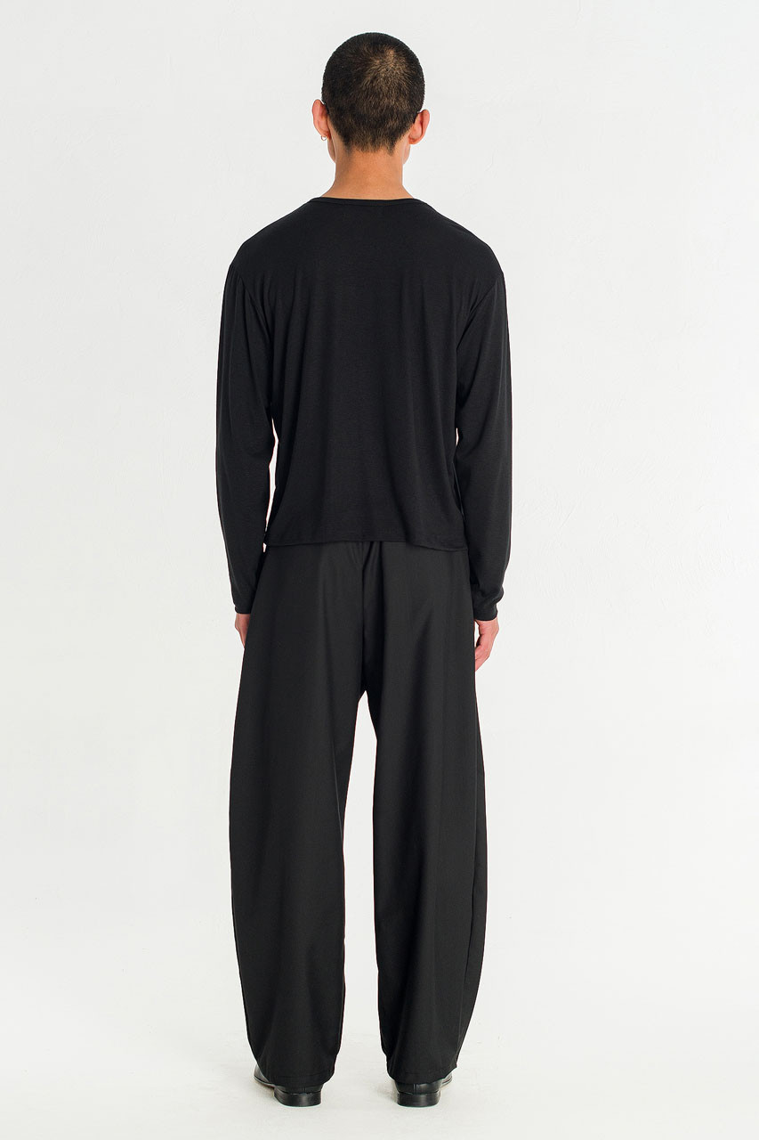 Menswear | Boat-Neck Long-Sleeve Tee, Black