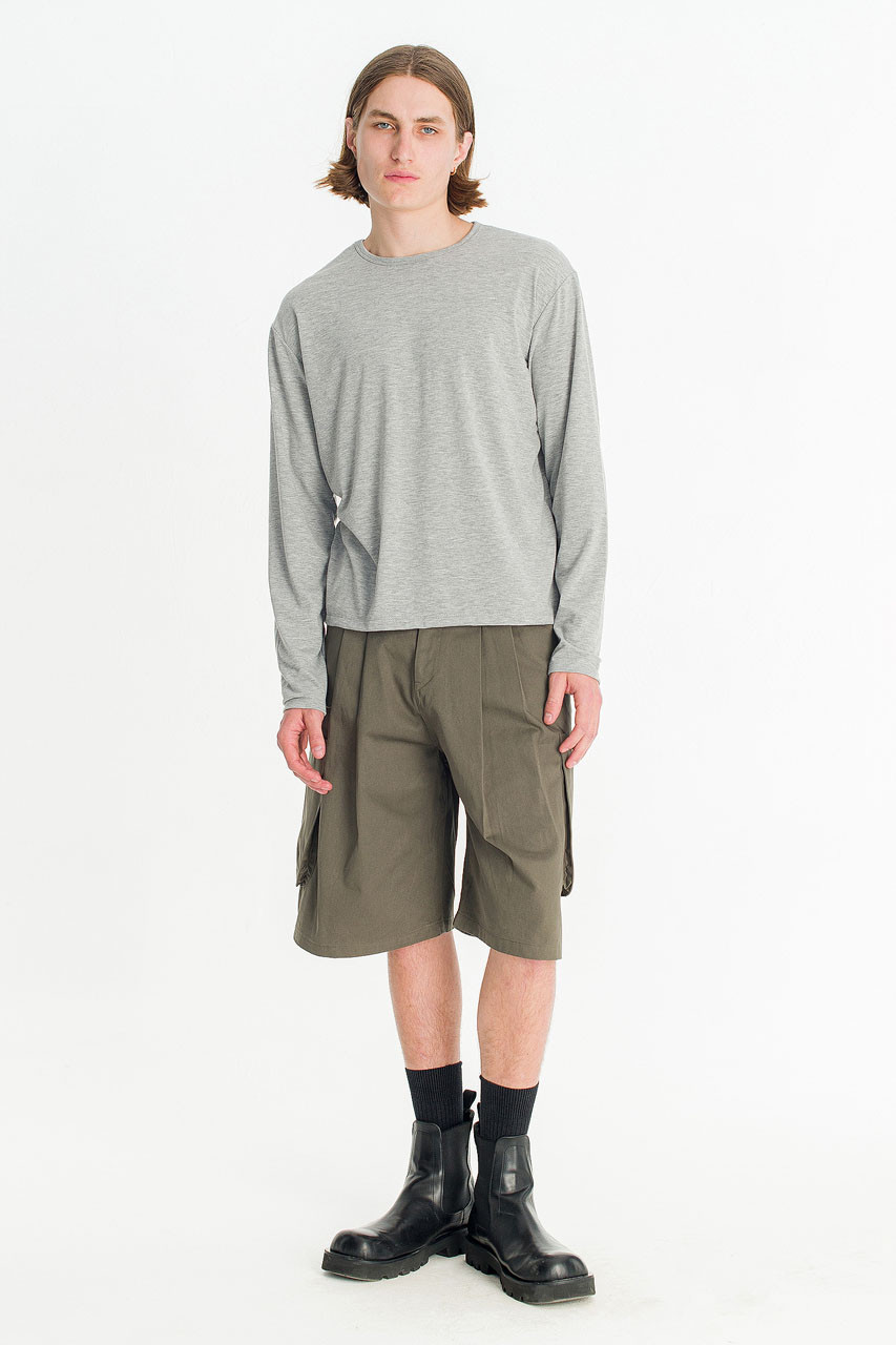 Menswear | Boat-Neck Long-Sleeve Tee, Grey