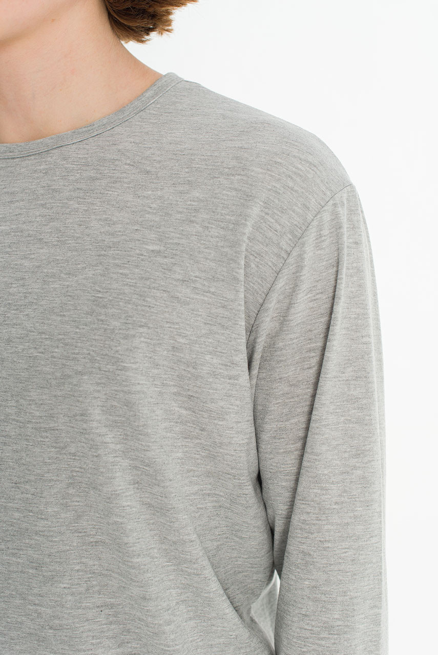 Menswear | Boat-Neck Long-Sleeve Tee, Grey