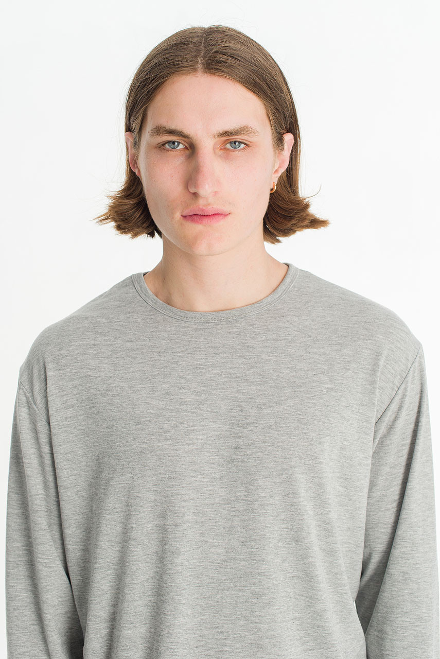 Menswear | Boat-Neck Long-Sleeve Tee, Grey