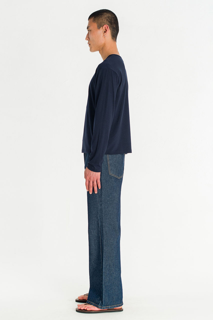 Menswear | Boat-Neck Long-Sleeve Tee, Navy