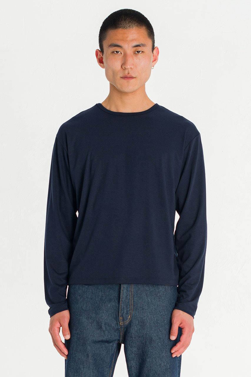 Menswear | Boat-Neck Long-Sleeve Tee, Navy