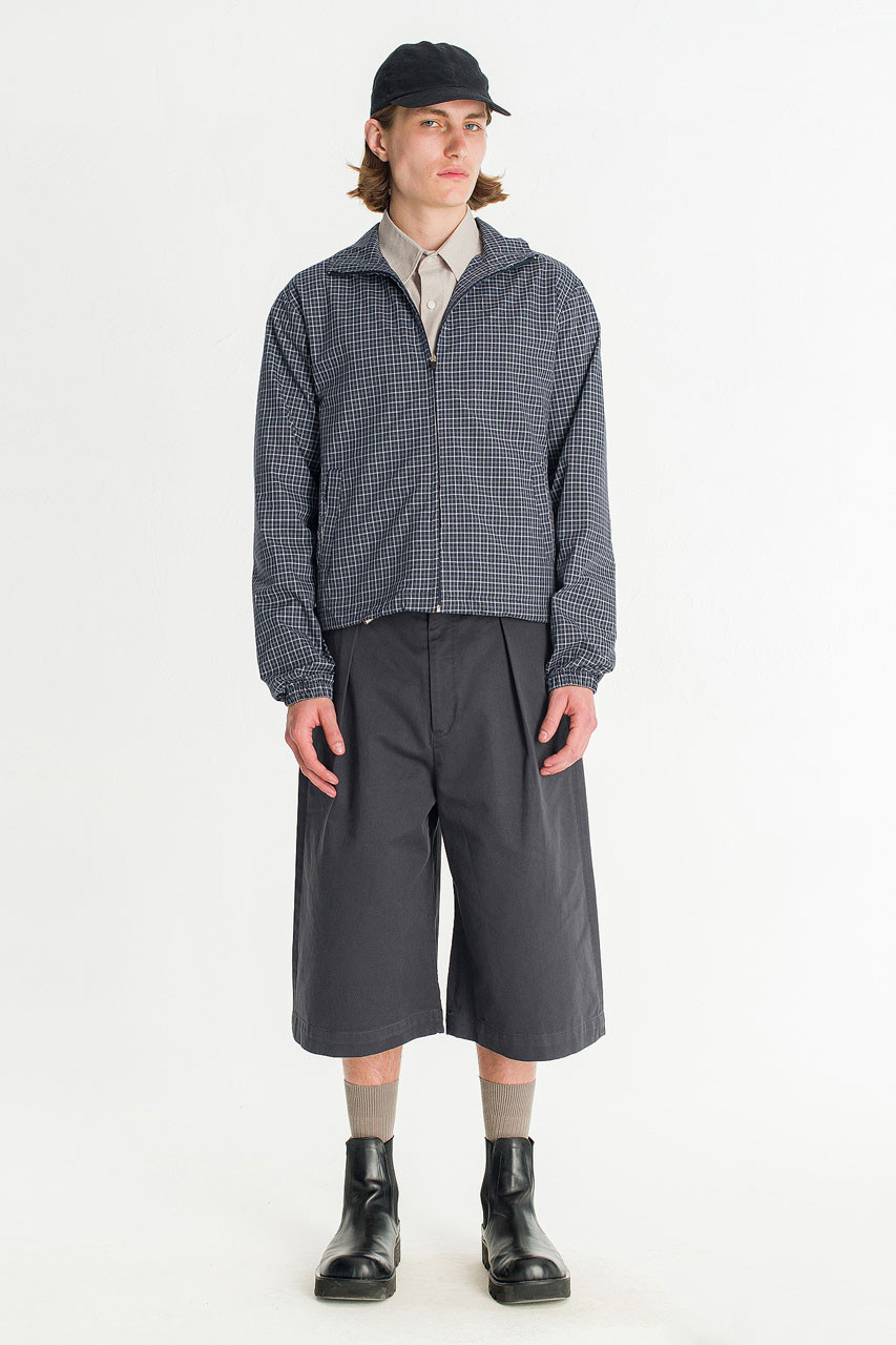 Menswear | Check Funnel Jacket, Navy