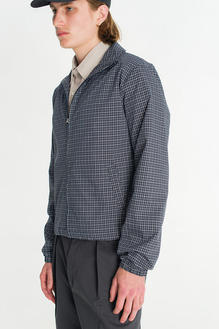 Menswear | Check Funnel Jacket, Navy