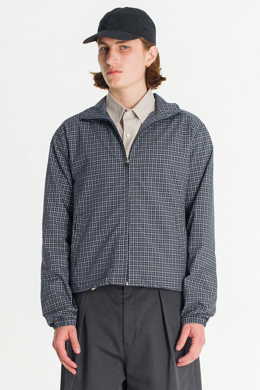 Menswear | Check Funnel Jacket, Navy