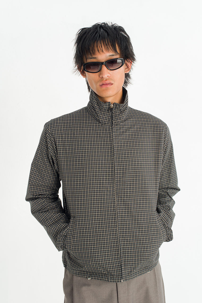 Menswear | Check Funnel Jacket, Black