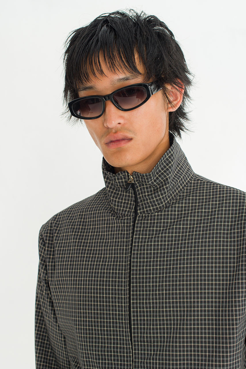 Menswear | Check Funnel Jacket, Black