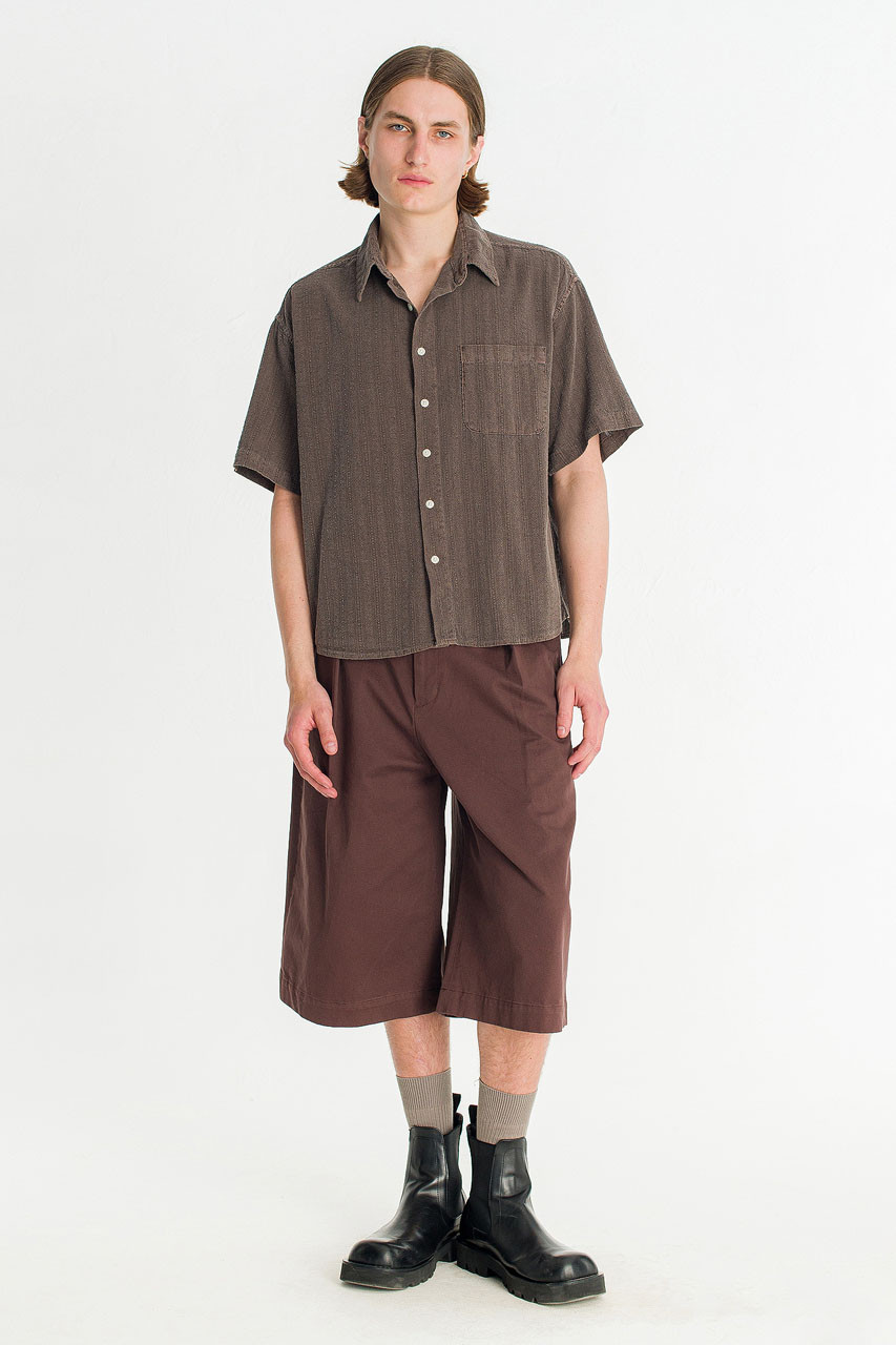 Menswear | Dobby Crop Shirt, Brown