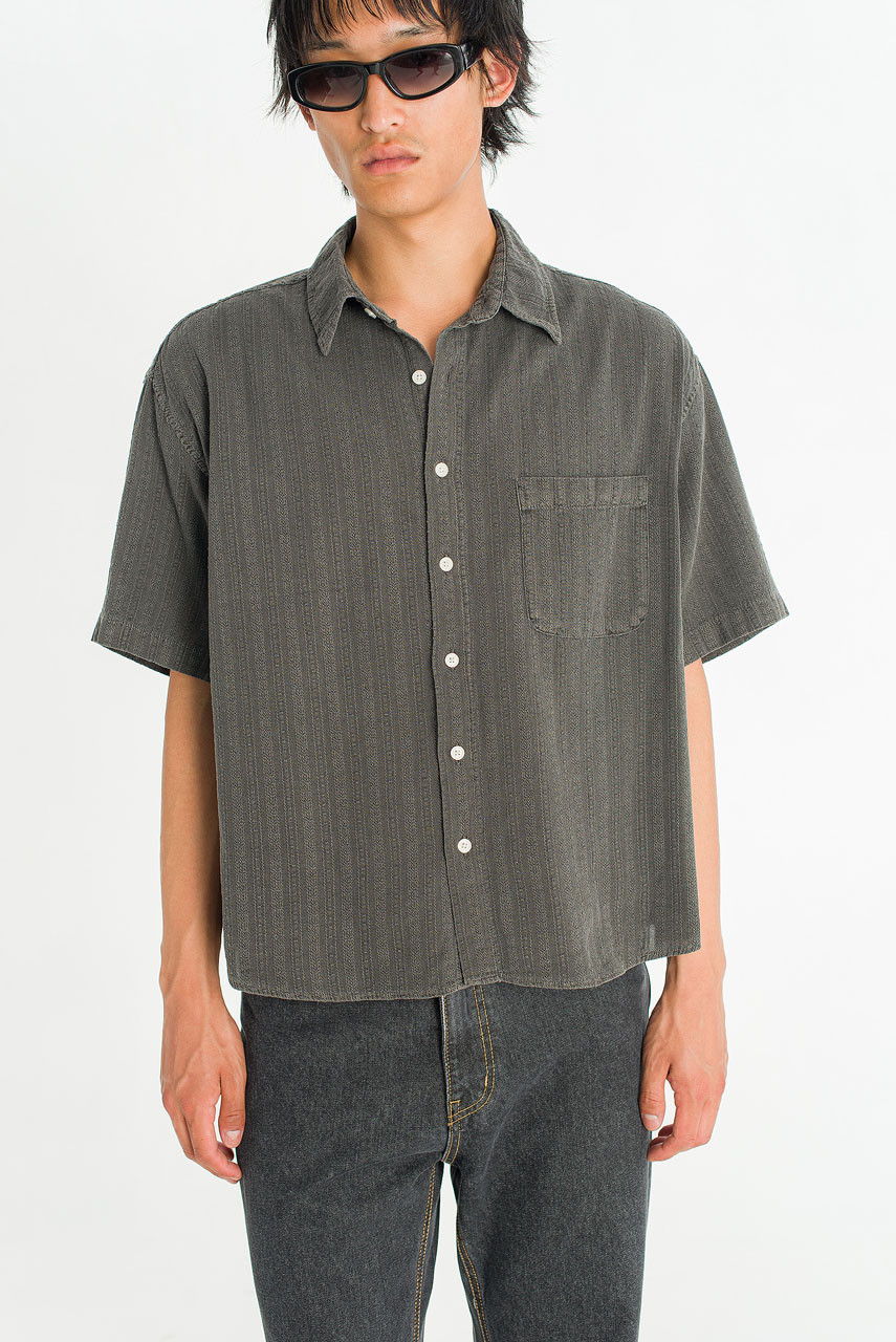 Menswear | Dobby Crop Shirt, Charcoal