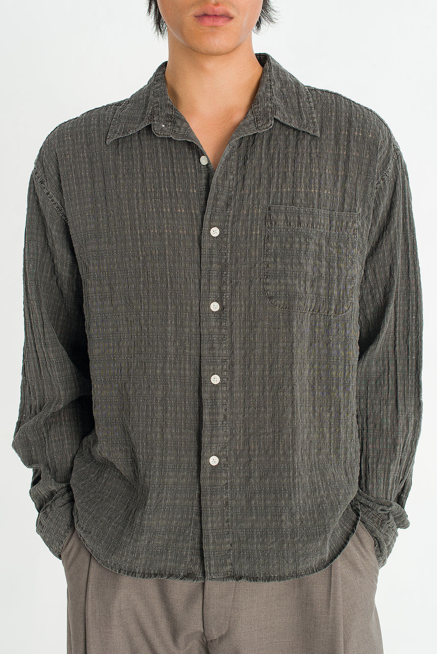 Menswear | Slubbed Check Shirt, Charcoal