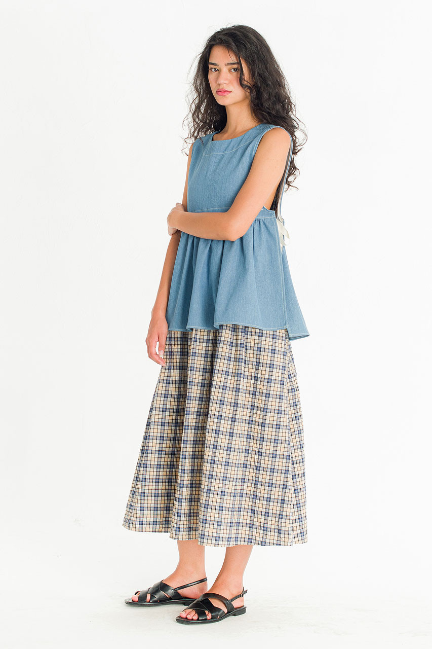 Faye Ribboned Vest, Light Denim