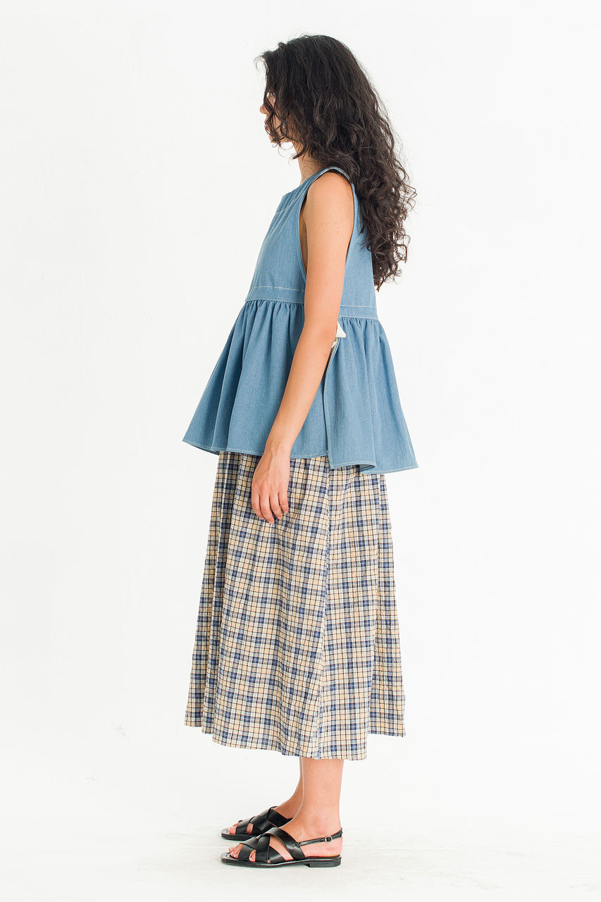 Faye Ribboned Vest, Light Denim