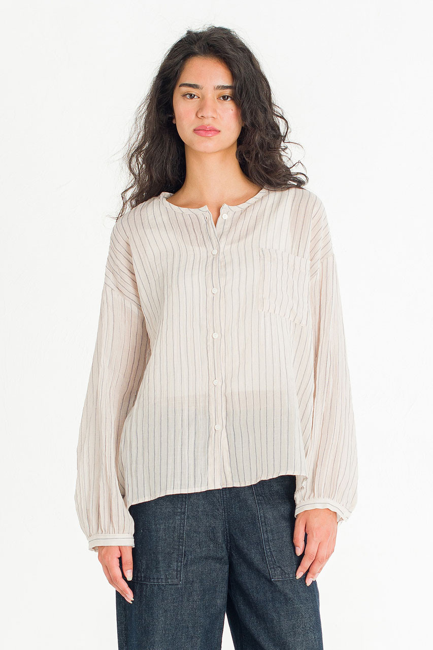Moon Pin Stripe Blouse, Ivory