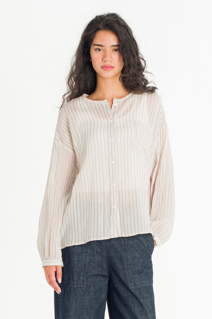 Moon Pin Stripe Blouse, Ivory