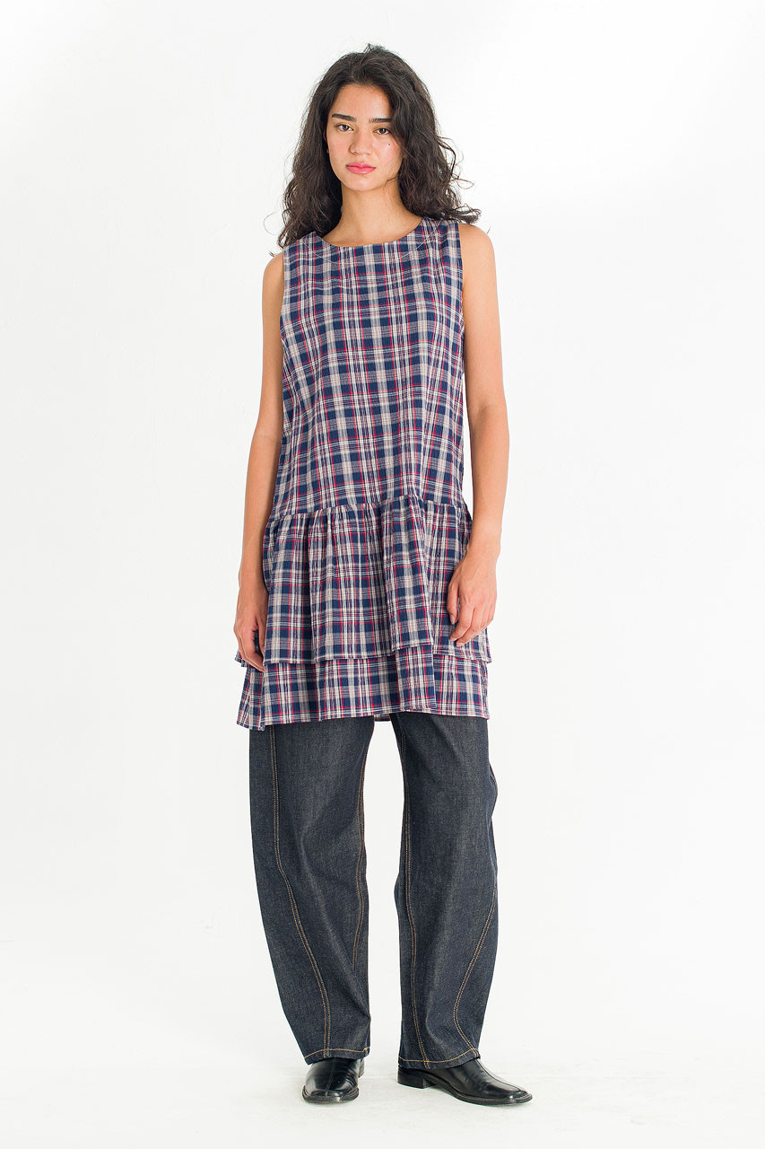 Fayline Check Tunic, Navy