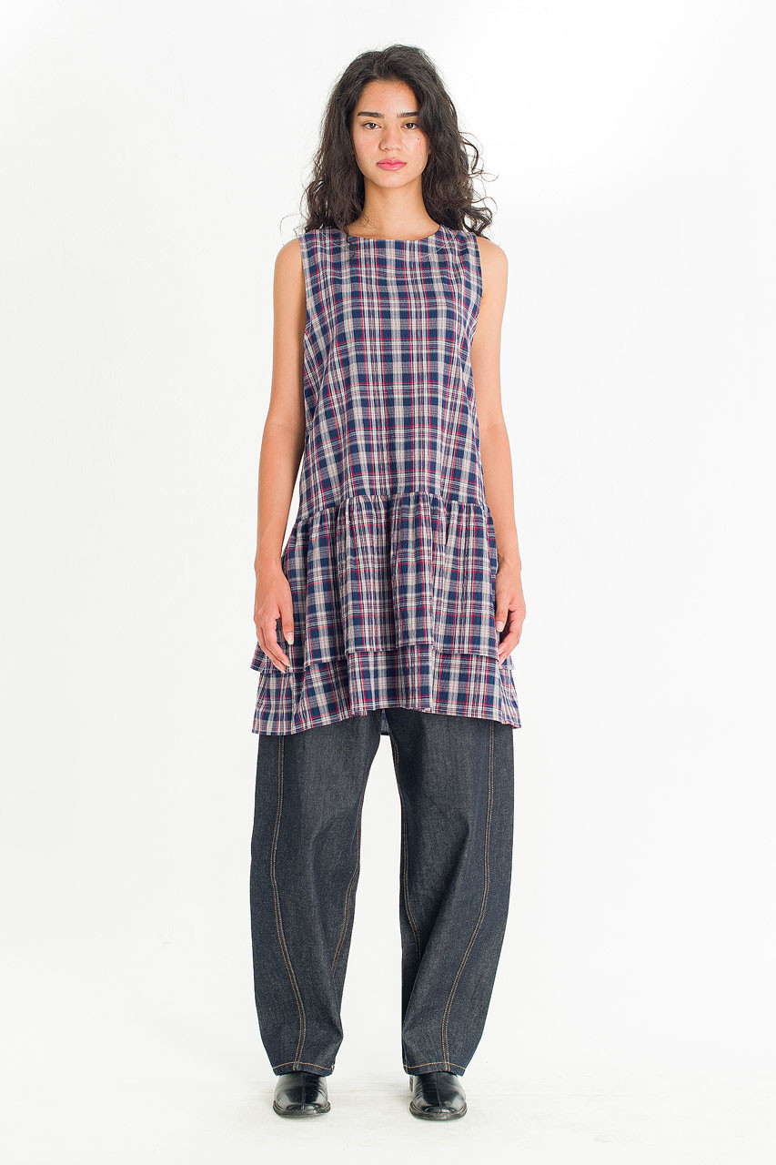 Fayline Check Tunic, Navy