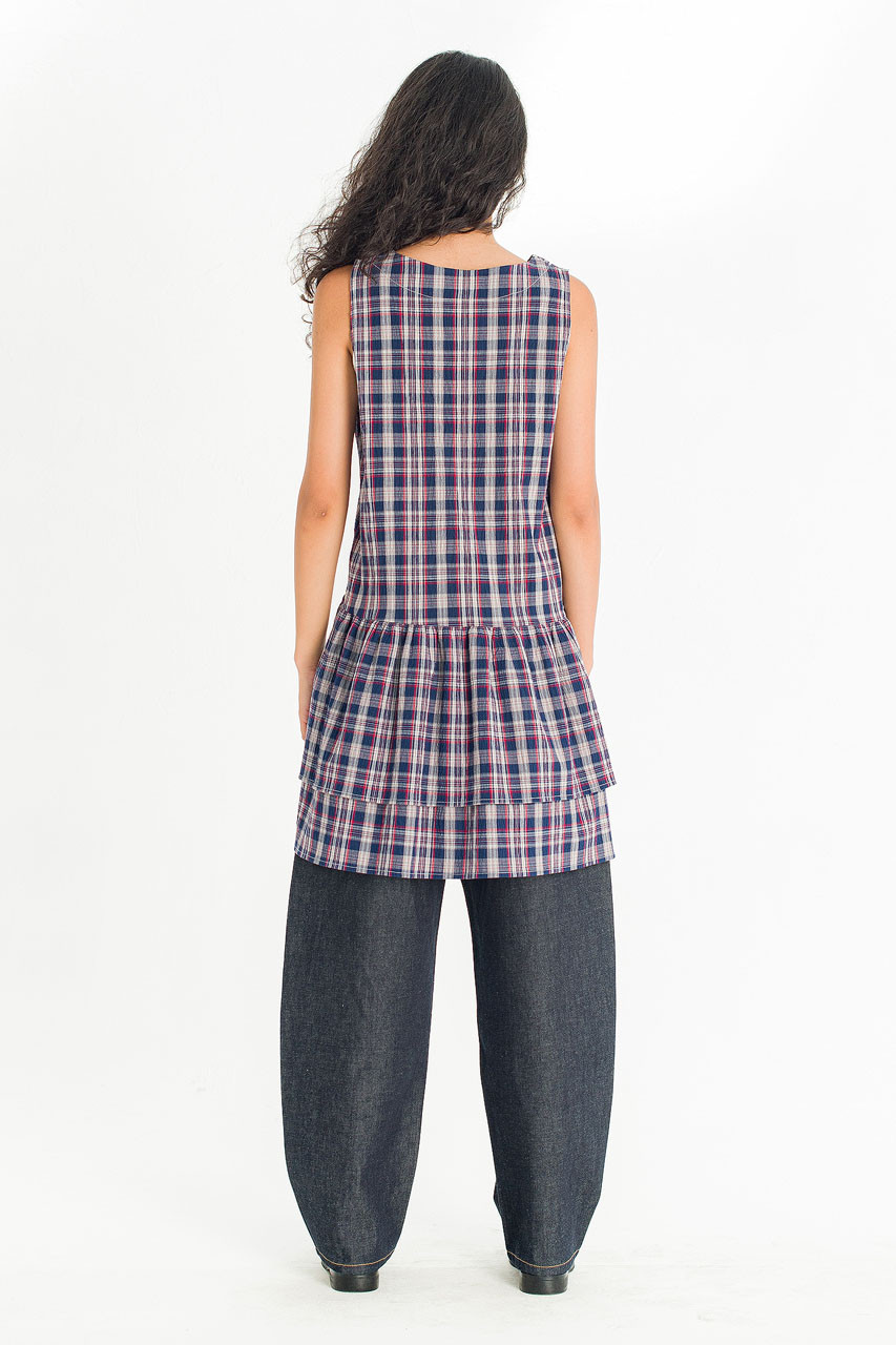 Fayline Check Tunic, Navy