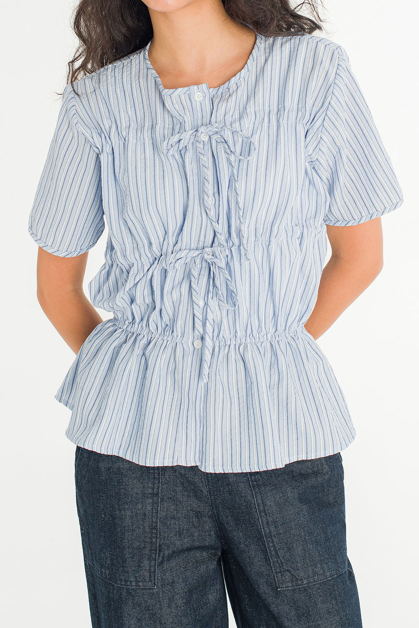 Oceane Ribbon Stripe Blouse, Blue