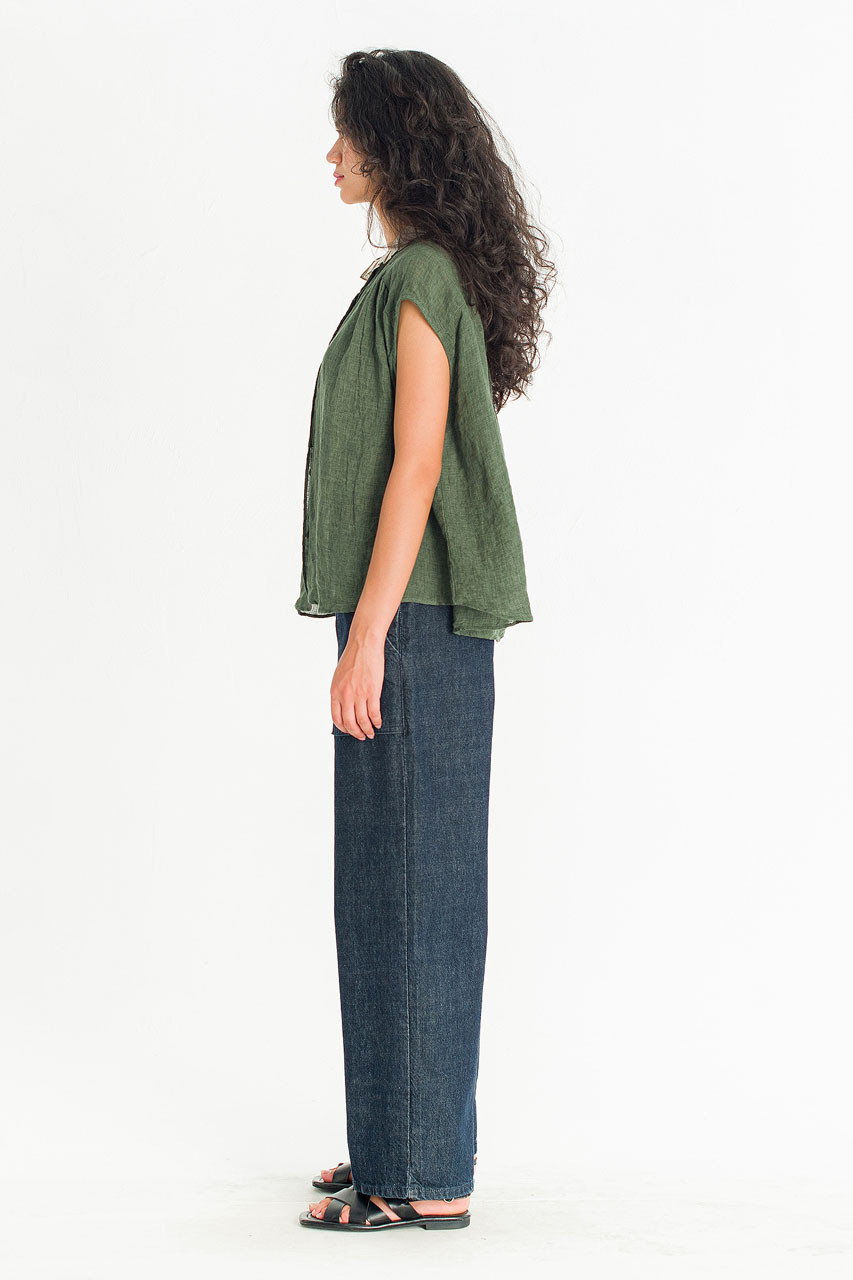 Rosanne Linen Blouse, Khaki