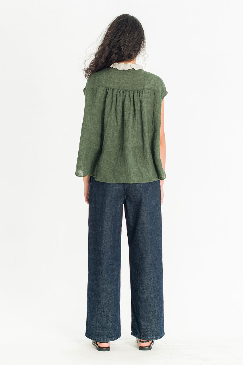 Rosanne Linen Blouse, Khaki
