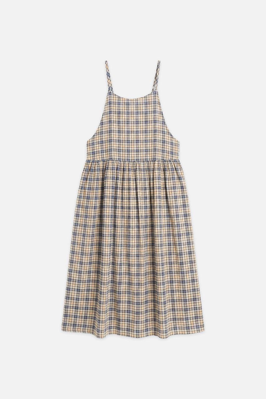June Ribbon Back Slip Dress, Check