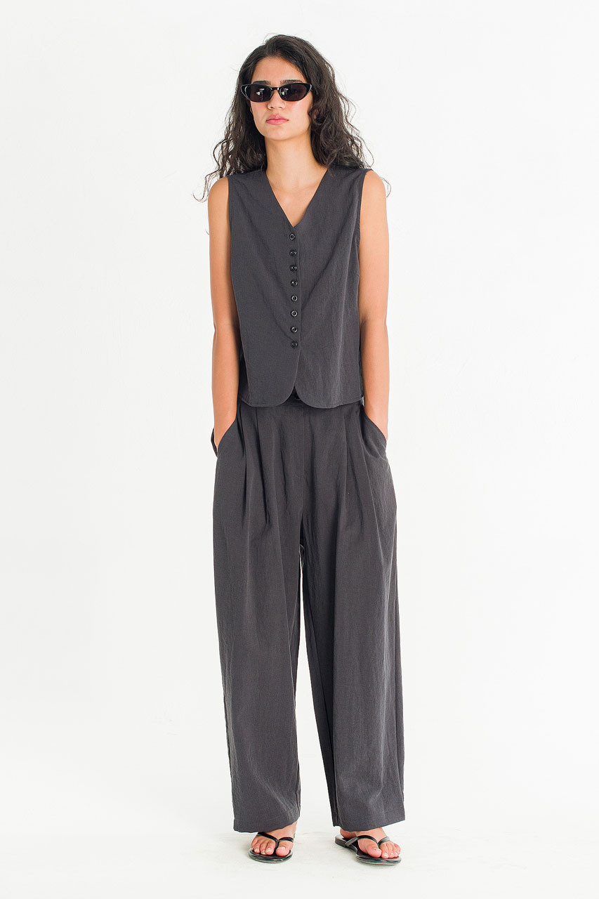 Helios Button Trousers, Charcoal
