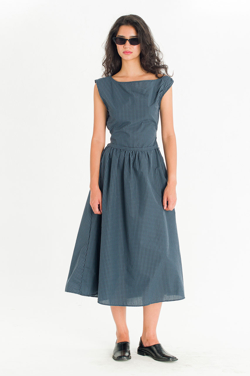 ワンピース 2025AW/WAIST CROSS CHECK DRESS Nox Twist Check Dress, Black
