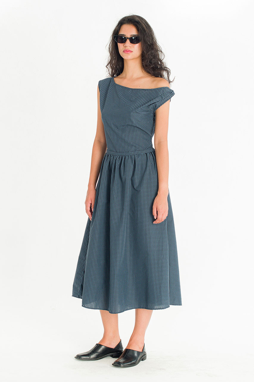 Nox Twist Check Dress, Black