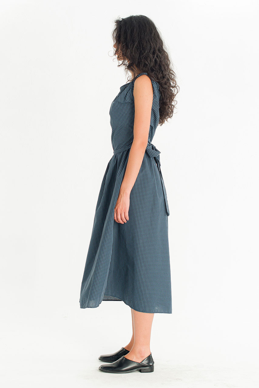 ワンピース 2025AW/WAIST CROSS CHECK DRESS Nox Twist Check Dress, Black