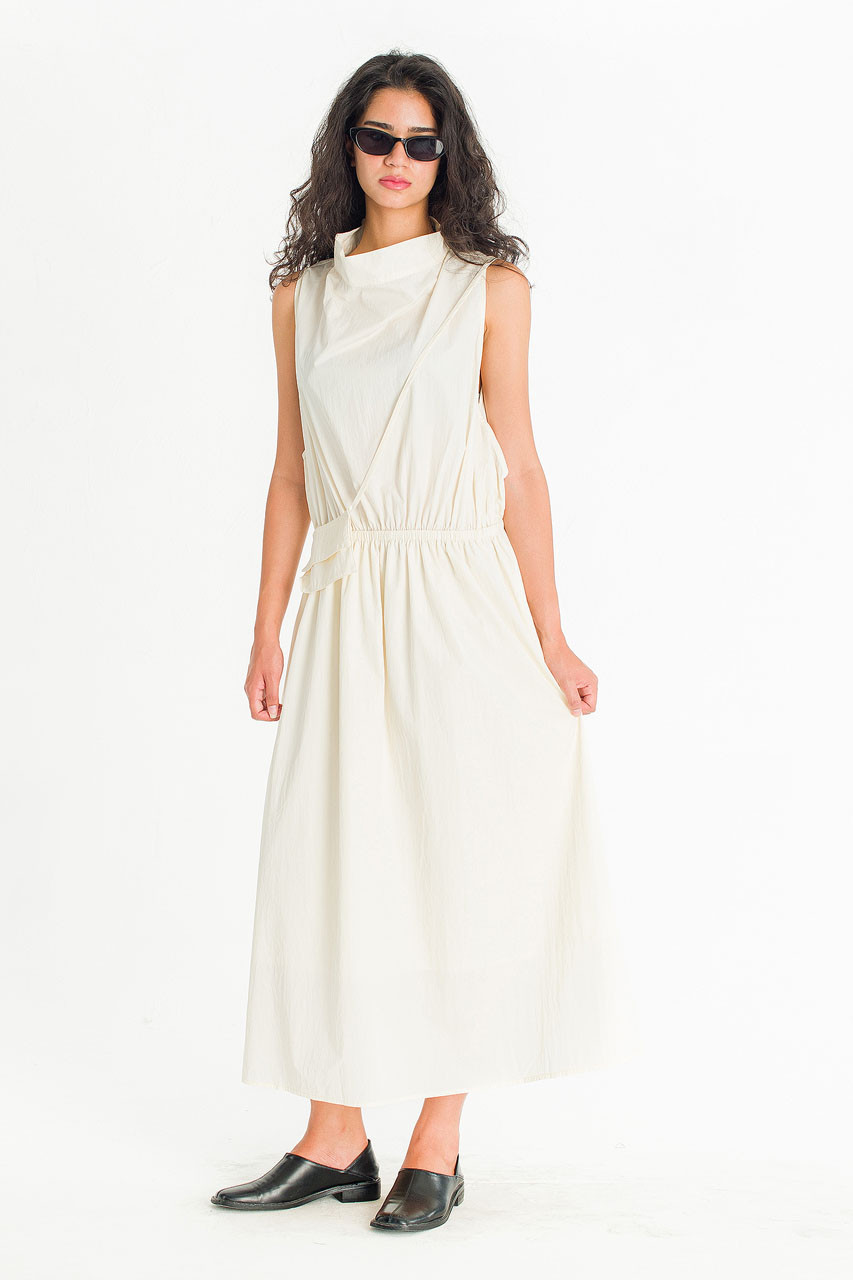 Mock Neck Sleeveless Dress, Ivory