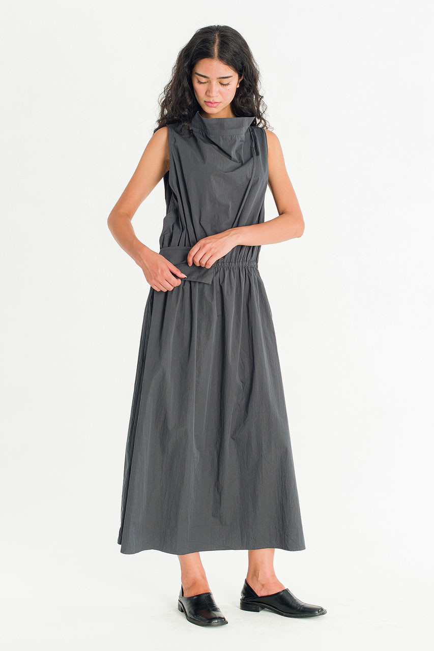 Mock Neck Sleeveless Dress, Charcoal