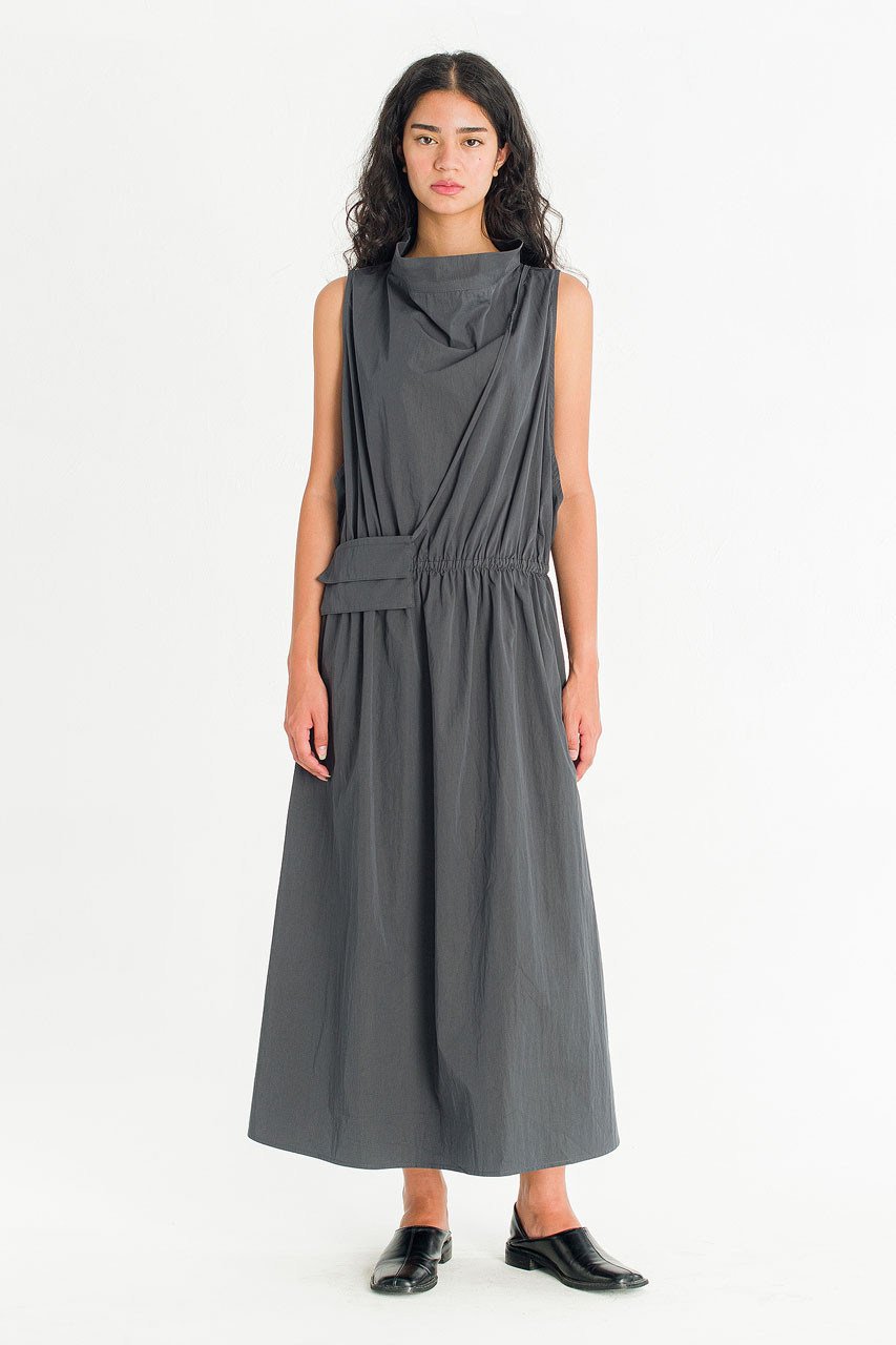 Mock Neck Sleeveless Dress, Charcoal