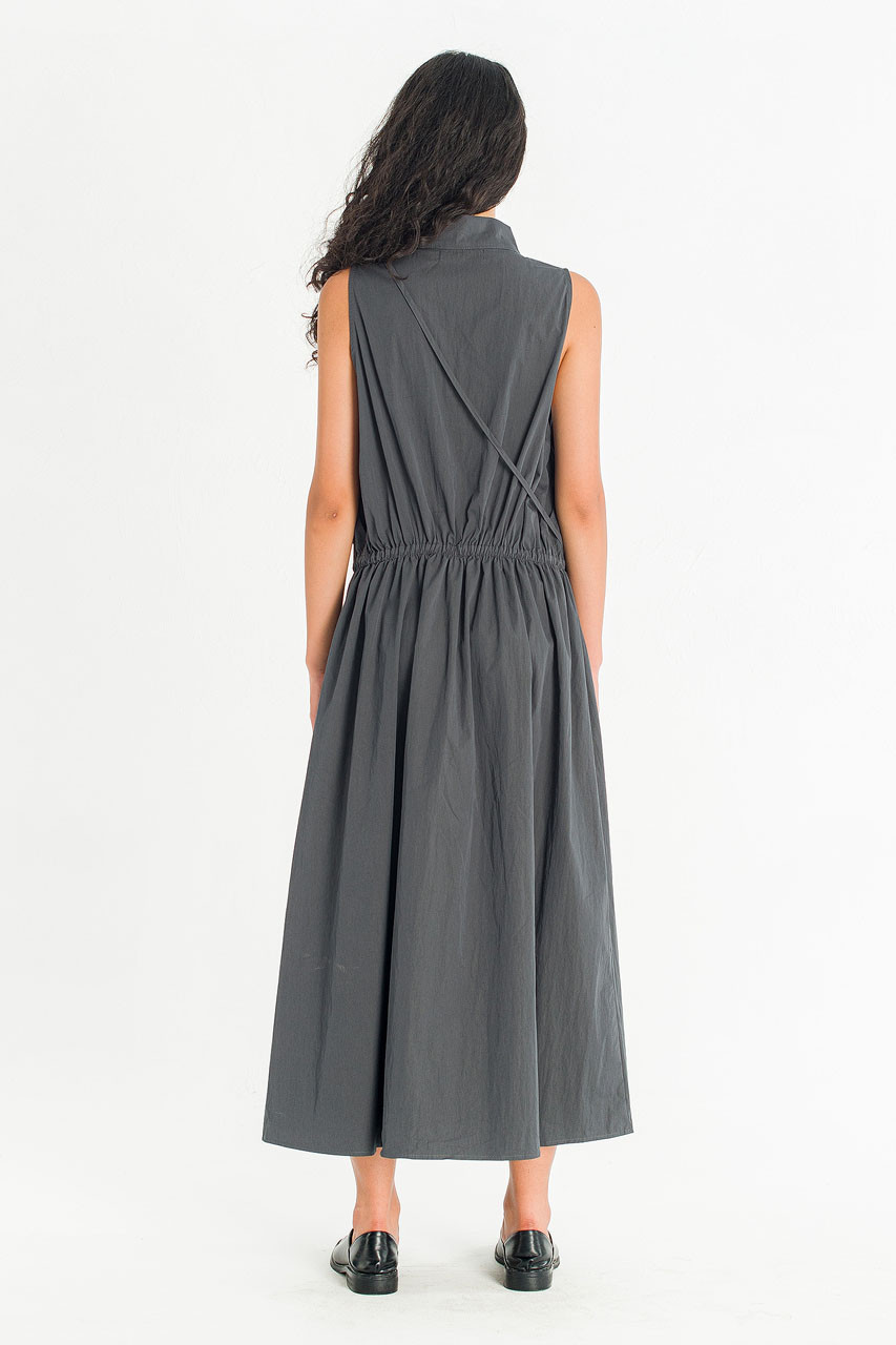 Mock Neck Sleeveless Dress, Charcoal