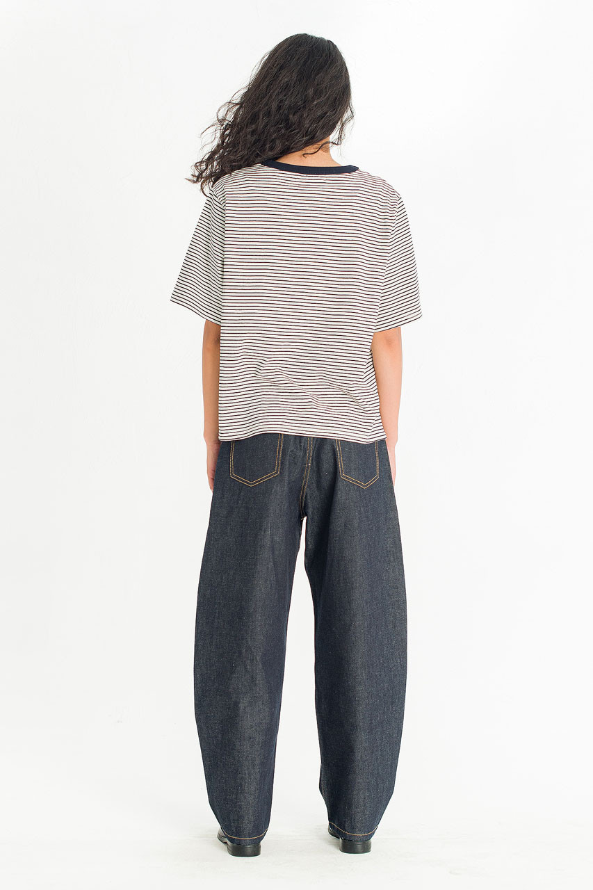 Block Stripe Loose Tee, Ivory