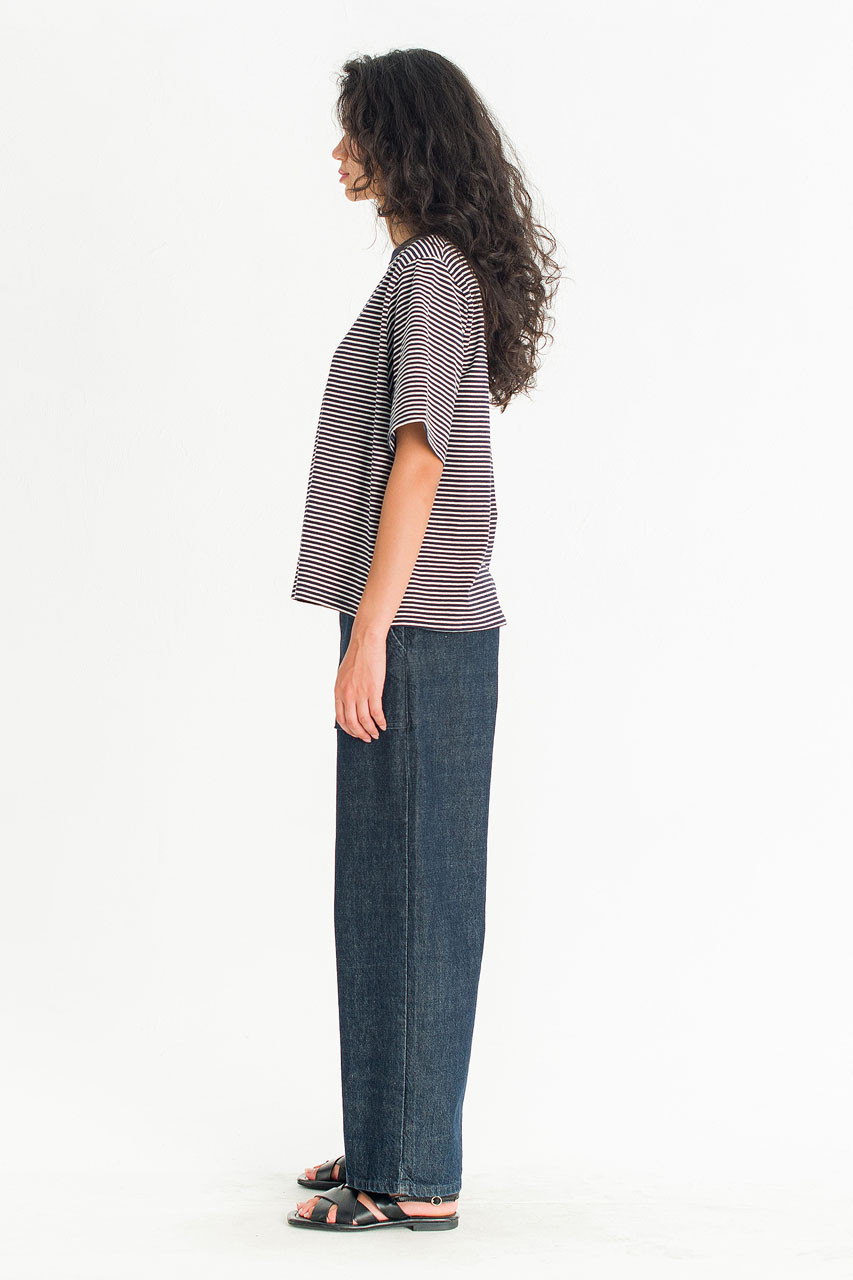 Block Stripe Loose Tee, Navy