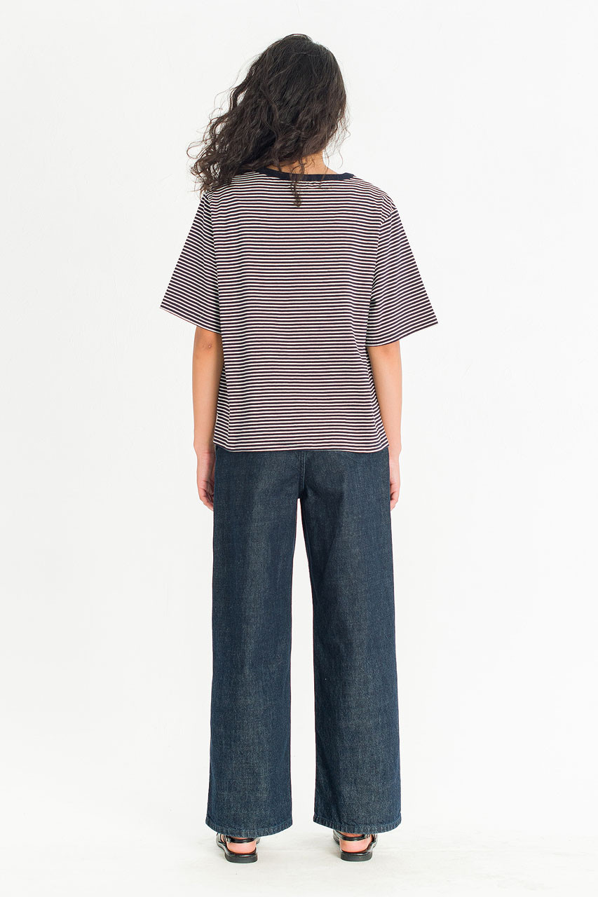 Block Stripe Loose Tee, Navy