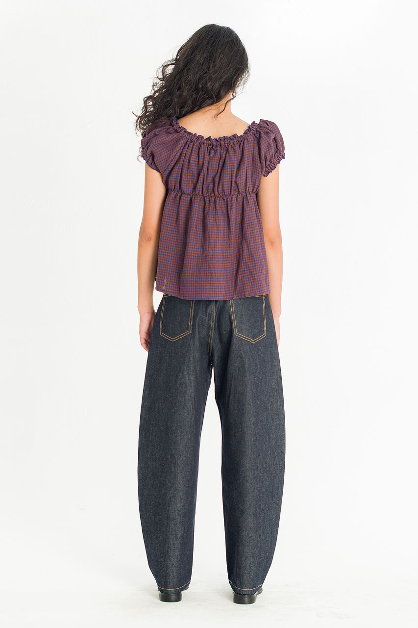 Nia Gingham Blouse, Brown