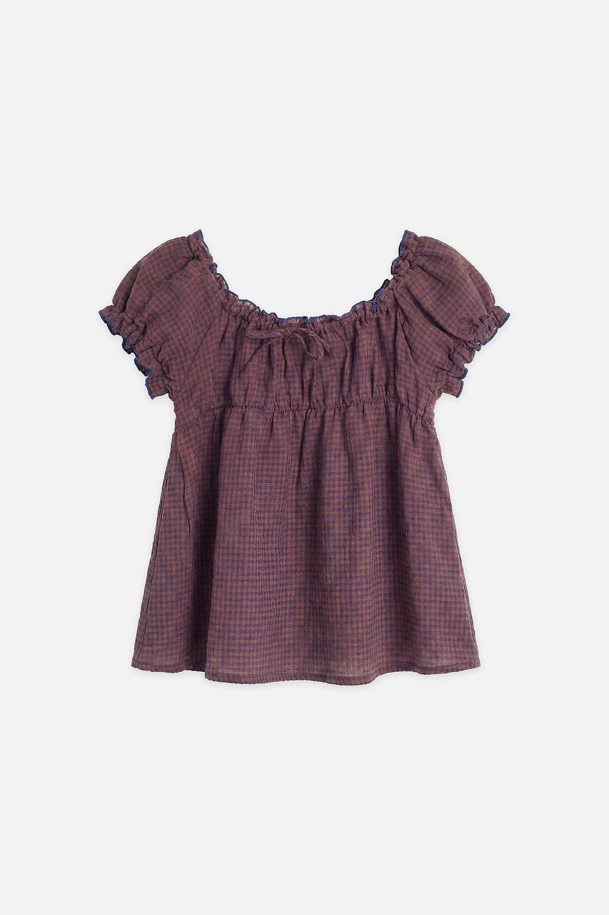 Nia Gingham Blouse, Brown