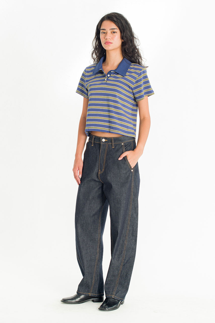 Mini Stripe Polo Tee, Blue